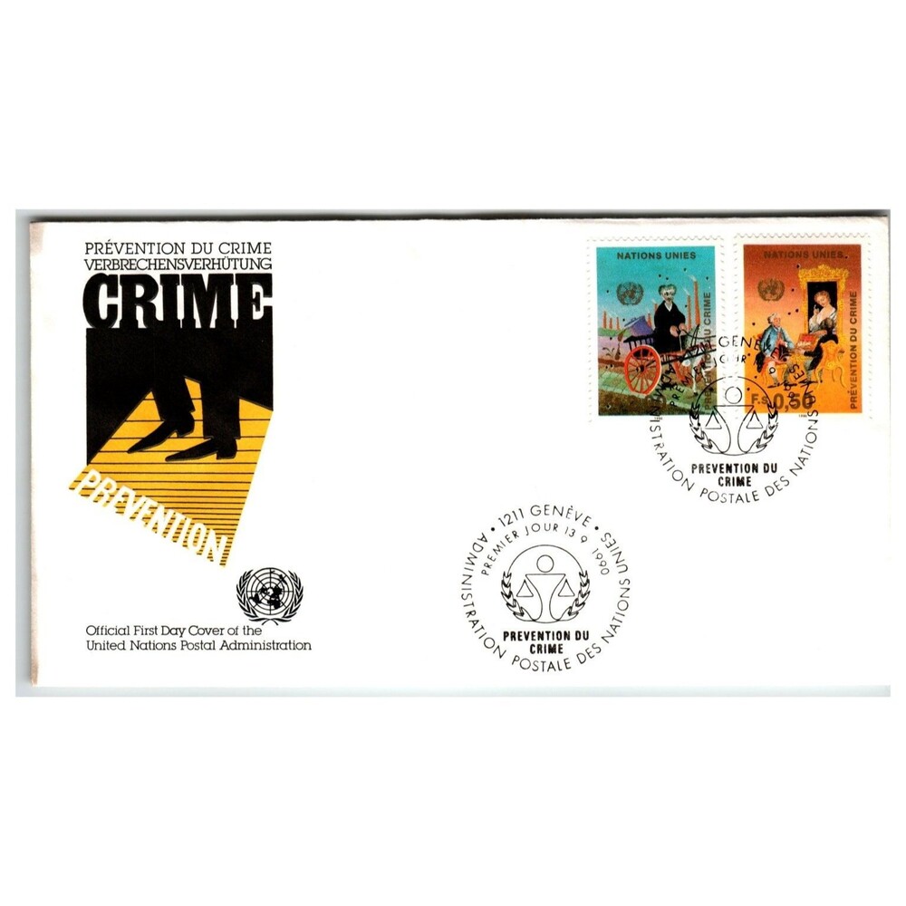 United Nations FDC 1990 Geneva Crime Prevention First Day Cover